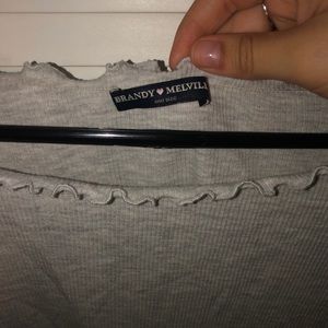 Brandy Melville off the shoulder grey crop top